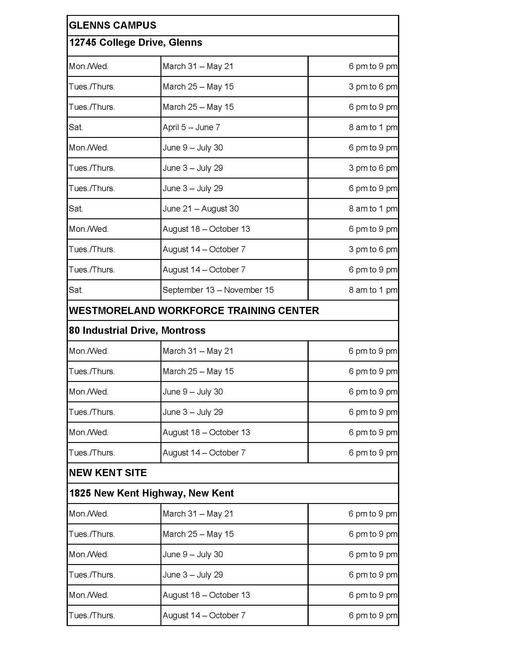Schedule